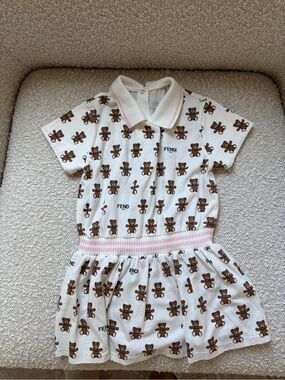Fendi Kids Teddy Bear Print Polo Dress